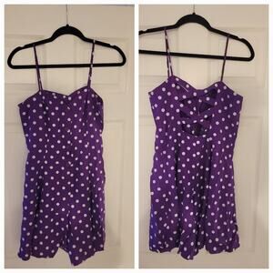 Vintage Star Cody Romper Purple White Polka Dot Women’s Sz Medium Cottage Boho